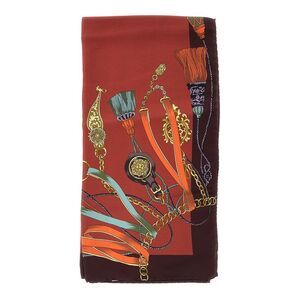 Etro Women Silk Paisley Scarf With Fringes In Orange Unisex